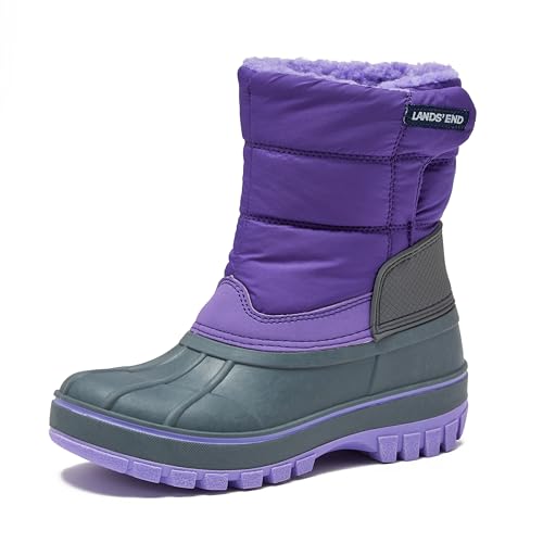 Lands' End Waterproof Kids Snow Boots - Insulated Warm Fleece Lined Winter Boots for Toddlers, Girls & Boys Size 5-10 Toddler or 11-7 Little or Big Kid