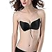 Strapless Self Adhesive Silicone Invisible Push-up Bra Reusable Padded Invisible Bra Silicone Pasties, Black C