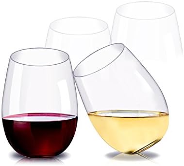 Unbreakable Wine Glasses Shatterproof Crystal Clear Safe Plastic Bar Cup Stackable for Party Drinkings Foods -with Gift Box 16oz | Set of 4