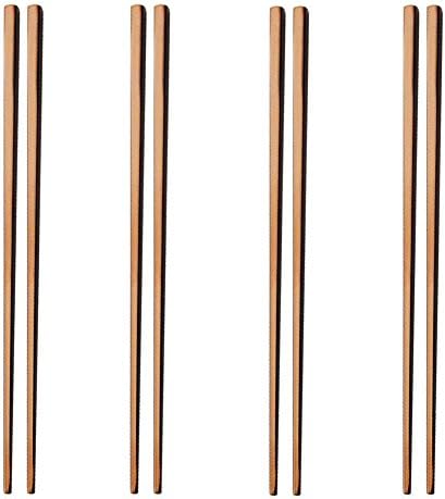 QHZHANG 4 Set Spoon Chopsticks, Reusable Metal Stainless Steel Korean Chopstix Spoon Set (B-Rose Gold)