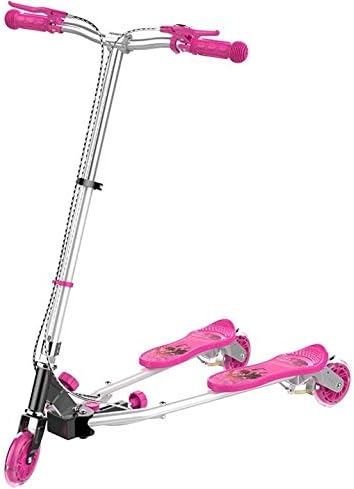 Liufeilong Children's Frog Three-Wheeled Scooter Multi-Purpose Folding Aluminum Scissor car PU Flash Wheel ( Color : Pink )