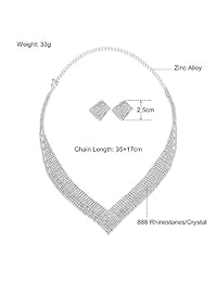 mecresh Bridal Austrian Crystal Rhinestone Necklace and Earrings Bracelet Wedding Bridal Jewelry Set