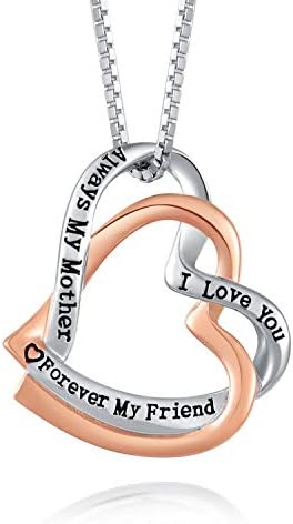 Freeco 925 Sterling Silver Mother's Birthday Jewelry I Love You Mom Heart Pendant Necklace for Women Mom Gifts (Infinity Double Heart)