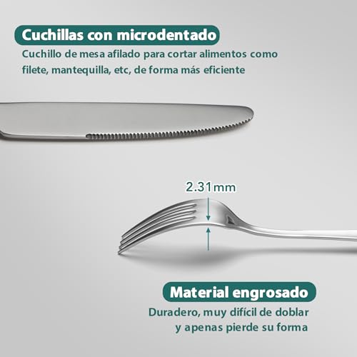 Complete cutlery 6 people, EIUBUIE vintage cutlery with unique design | 30 Pieces, Mirror Polished, Stainless Steel Flatware, Dishwasher Safe, Cutlery Set, Knife Spoon Fork