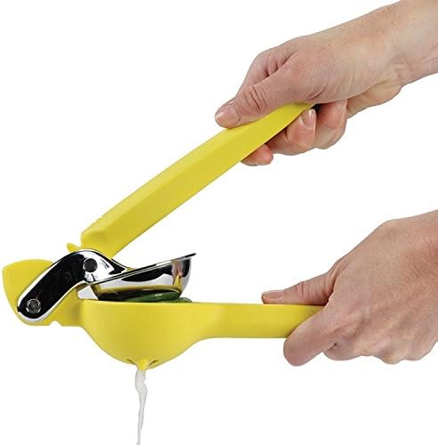 Lemon Squeezer, Duraneo Lime Squeezer Manual Hand Press Citrus Juicer with Durable Nylon and Stainless Steel Construction - Yellow