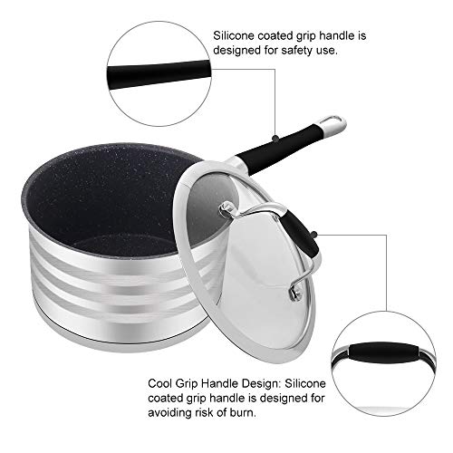 ECPURCHASE Nonstick Sauce Pan, Stainless Steel Saucepan, Sauce Pans with Lids, Multipurpose Design for for Home Kitchen or Restaurant, 2.9 Quart/ 2.7 L - Thumbnail 3