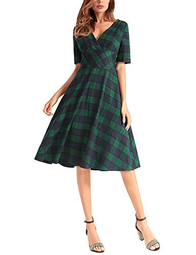 green plaid sweater dress Plaid Brown Yellow Check Slip Dress main image 1