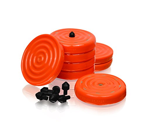 Slipstick CB700 Universal Bench Grippers with Non Slip Grip Surface for Woodworking, Painting, Leveling, Raising, and Supporting (Set of 8) 2-3/4" Round x ½" Tall-Orange