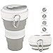 Glike Silicone Collapsible Cup Lid - Floding Travel Cup/Mug - Lightweight Water/Coffee Drinking Bottle Outdoor Camping Hiking - BPA Free [19oz] (Gray)