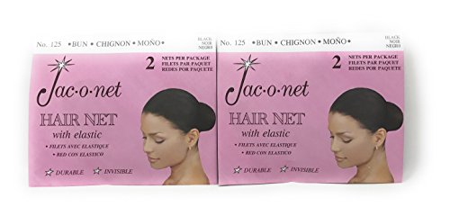 Tiny Mesh Hair Net - Chignon Bun Size, Black, 2 Nets Per Pack [1 Pack]