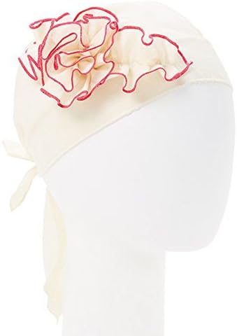 Girls Ivory Fuchsia Rosette Embellished Cotton Bandana Headband