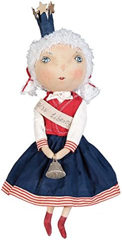GALLERIE II Little Miss Liberty Joe Spencer Gathered Traditions Soft Figure with Sash July Fourth U.S.A. Americana Patriotic Independence Day Memorial Day Labor Day Fourth of July Girl Red