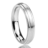 4MM Stainless Steel Wedding Band Ring Brushed Center Classy Ring (5 to 12) For Unisex Women & Men