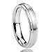 4MM Stainless Steel Womens Rings Brushed Center Classy Comfort Fit Wedding Bands