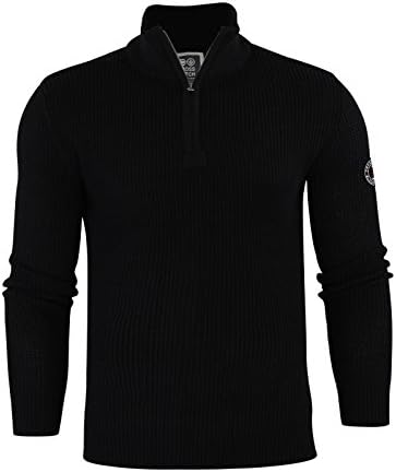 Capo Clothing Mens Jumper Crosshatch Fireguard Waffle Knitted 1/4 Zip Up Funnel Neck Sweater