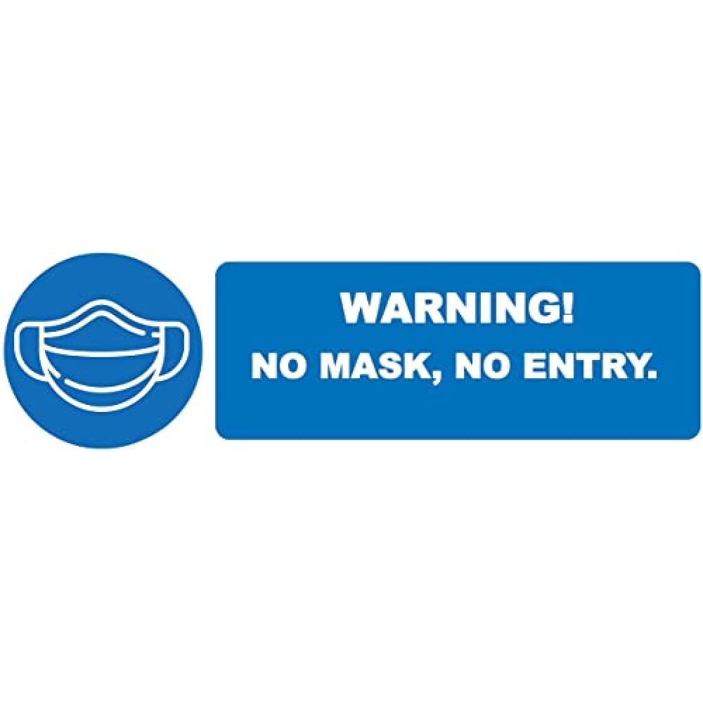2 x warning no face cover no entry - social distancing vertical safety sign self adhesive vinyl weather proof label sticker - 225mm x 106mm - (M12)