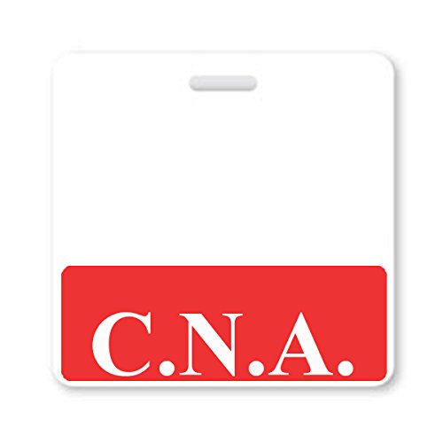 C.N.A. Horizontal Badge Buddy - Heavy Duty Badge Buddies for Certified Nursing Assistants -Spill & Tear Proof Cards - 2 Sided USA Printed Quick Role Identifier ID Tag Backer by Specialist ID