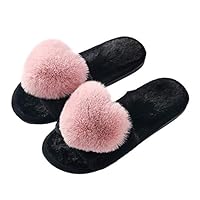 Womens Warm Fleece Slippers Open Toe Soft Cozy Memory Foam Slip On Anti-Skid Sole Dark Pink 6.5 M US