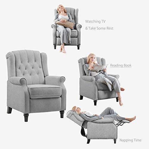 YANXUAN Pushback Recliner Chair, Tufted Armchair with Padded Seat