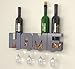 Home Wall Mounted Metal Wine Rack with 4 Long Stem Glass Holder - Wine Cork Storage - Gifts for Wine Lovers - by HouseVines