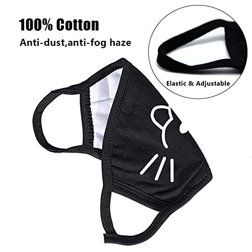 ZWZCYZ 4 Pack Black Cartoon Mouth Mask Cotton Anti-Dust Mask Fashion Kawaii Cute Mouth Mask Reusable Mouth Cover Mask (Grop1(4pcs)) - Thumbnail 2