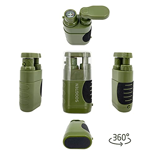 SOOGTEN Wild Emergency Portable Water Filter, Hand Pump Water Filter 0.01 Micron, 4 Filter Stages, Outdoor Gear - Camping, Hiking, Backpacking