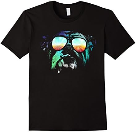 Mens English Bulldog Neon Dog Shirt XL Black