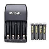 Mr.Batt 4 Bay Ni-MH AA AAA Smart Battery Charger with 4 Pack 1000mAh AAA Rechargeable Batteries