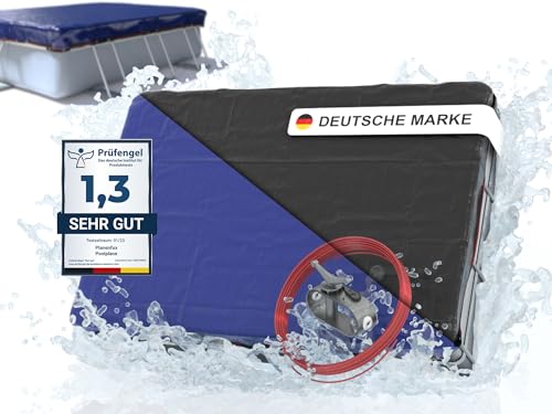 Planenfux® Poolabdeckung rechteckig 300x200 cm | 2-in-1 Poolplane aus 200g/m² PE Material | Solar Schwimmbecken Abdeckplane eckig | Sommer & Winterabd