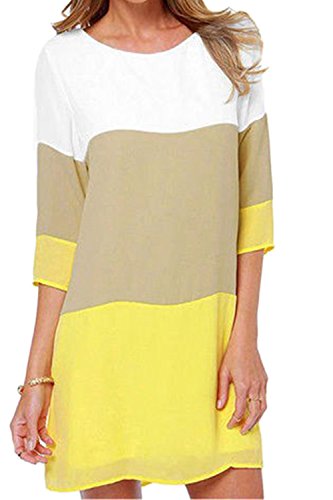  เดรสลำลอง loose colorblock patchwork