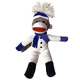 ColorBoxCrate Snowman Sock Monkey Plush, 12 inch Classic Sock Monkey in White Snowman Costume, Stuffed Animal Toy with Soft Fabric for Decorations, Ornament, Stocking Stuffer