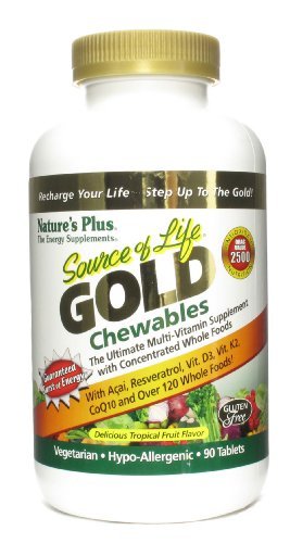 Nature's Plus - Source Of Life Gold Chewables Ultimate Multi-Vitamin Delicious Tropical Fruit Flavor - 90 Tablets