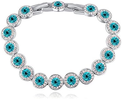MALANDA Brand new design Colorful zircon crystals Bangle Bracelets for women wedding jewelry (Blue zircon)