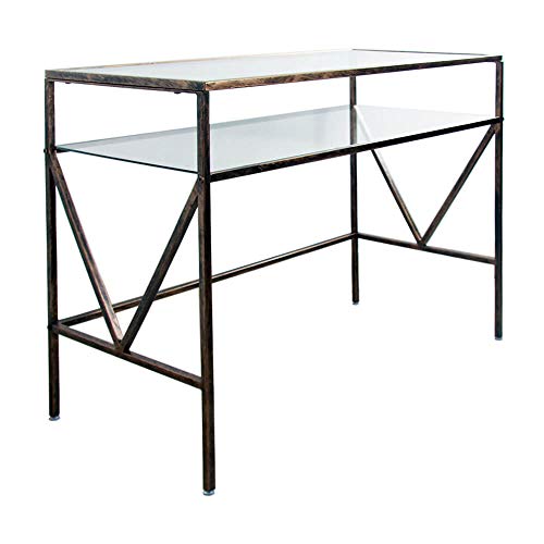 CANDIKO Glass Top Desk Vanity Table, Antique Gold Pricepulse