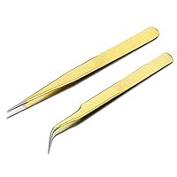 Ruiqas Eyelash Tweezers, Professional Stainless Steel Tweezers for Eyelash Extension Fake Eyelash Grafting (Color : Straight)