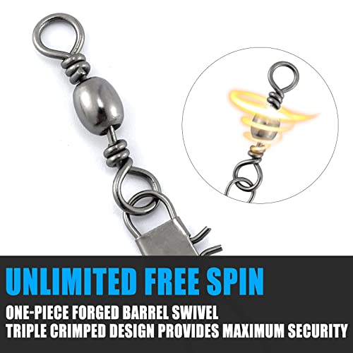 Dr.Fish 50 Pack Fishing Barrel Swivel with Snap Freshwater Snap Swivels