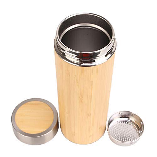 Buzzlife Bamboo Inner 304 Stainless Steel Insulated Water Bottle Eco