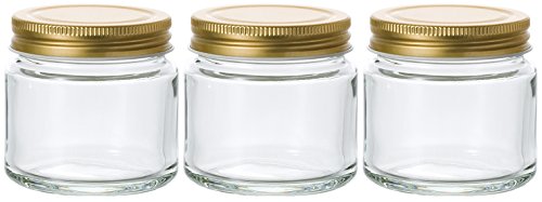 アデリア(ADERIA) 金キャップ保存びん 150ml 3個セット 保存ビン キャップヨウキ 日本製 保存容器 ガラス キャニスター 密閉容器 調味料入 瓶 密閉 コーヒー豆 保存瓶 M6515