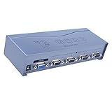 DTECH Powered 1 in 4 out VGA Video Splitter Distribution Box Signal Copy with Power Adapter 500MHz High Resolution 1080p