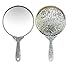 Sevenstar Vintage Style Round Vanity Hand held Mirrors Purses Make Up Silver Mirror Large
