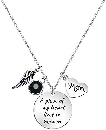 Memorial Necklace A Piece of My Heart Lives in Heaven Necklace In Memory of Mom