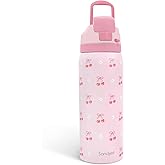 Cherry Insulated Stainless Steel Water Bottle with Straw for Sports and Travel, 32oz, Gifts for Women Girls Friends Teens Birthday Christmas