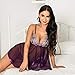 Avidlove Women Plus Size Lingerie Lace Babydoll Mesh Chemise Strap Sleepwear Nightgown Purple 3XL