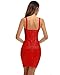 UONBOX Women's Rayon Cute Sleeveless Bodycon Bandage Strap Dress red M