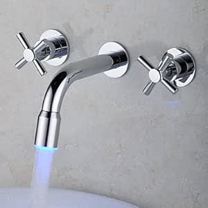 Conducto de diseño cascada con cambio de color, gran-Grifo de lavabo de