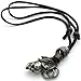 KONOV Mens Vintage Gothic Skull Pendant Adjustable Leather Cord Necklace Chain, Brown Silver
