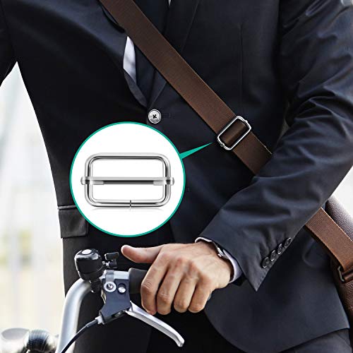 Alcoon 30 Pieces Slide Buckle 1 inch Metal Triglide Slides Rectangle Adjustable Webbing Slider for Purse Making Bag Making Suspenders Making DIY Accessories Silver