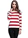 HuHot Women's Long Sleeve Boat Neck Striped Relax Fit Tee Shirts Large HS6447-5, Red