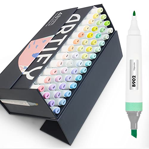 ARTIFY 48 Pastel Colors Art Markers, Fine & Broad Dual Tips