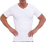 Men's Slimming Light Compression V-Neck Shirt - Short Sleeve Body Shaper T-Shirt for Gynecomastia, Weight Loss